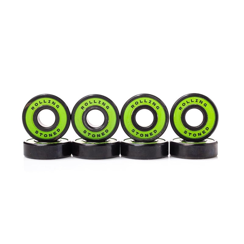 Rolling Stoned Skateboard Bearing Set - ABEC 7 Sealed Bearings for Skateboards, Longboards, Scooters and Roller Skates Stainless Steel 608 Bearings (8 Pack, Green) (AAA Trips) - Image 3